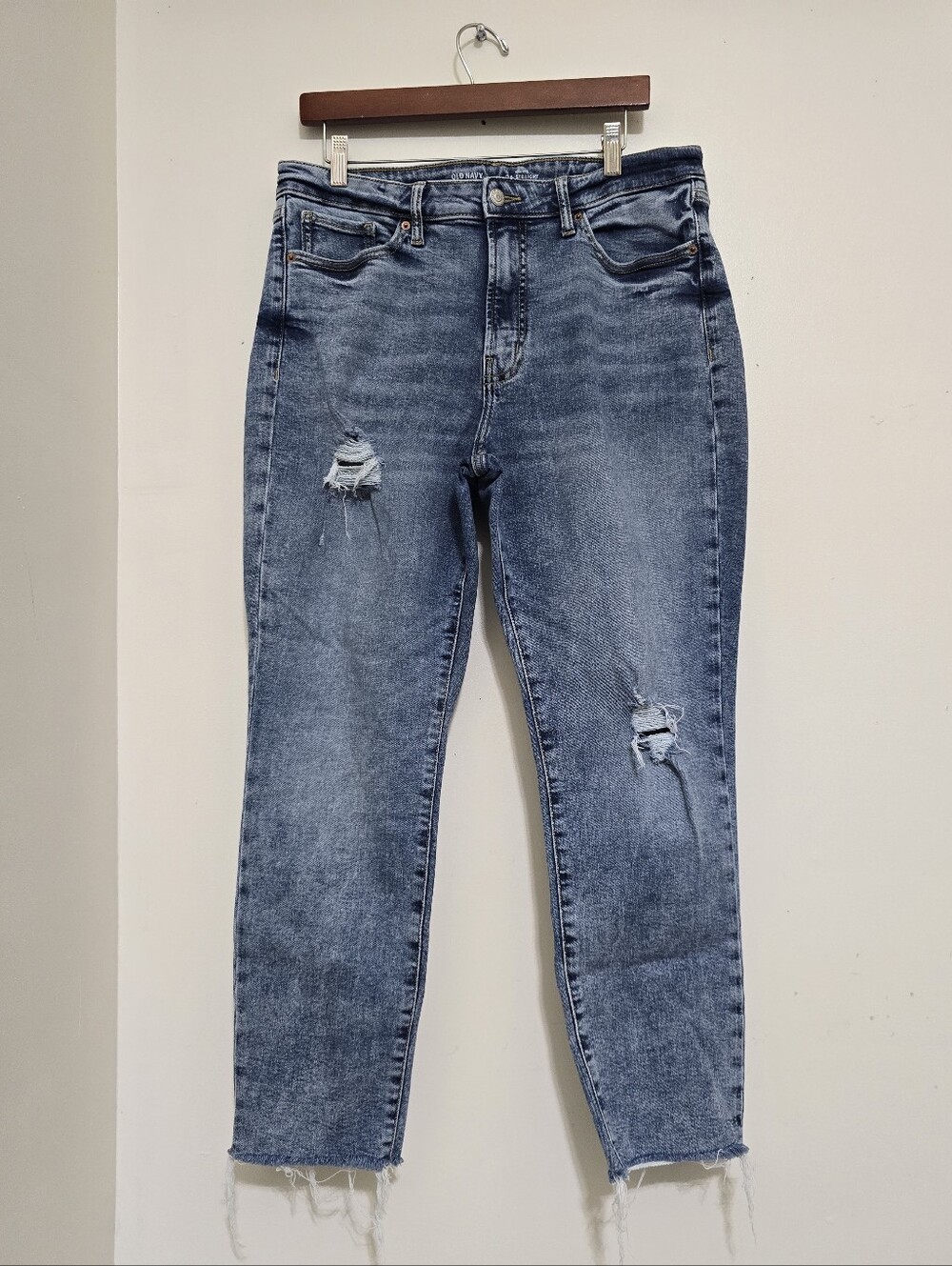 OLD NAVY size 14 High Rise O.G. Straight Leg Extra Stretch Acid Wash Denim Jeans